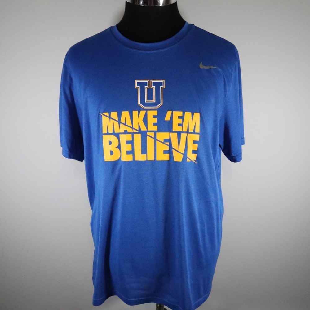 Nike Shirt Mens Small Dri-Fit Activewear Blue Short‎ Sleeve - U Make 'Em Believe